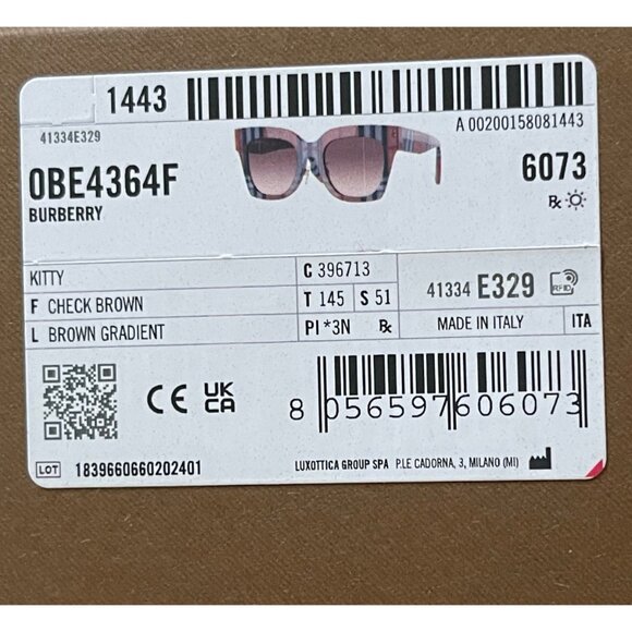 Burberry London | Ladies Kitty Sunglasses in Check Brown/Brown Gradient - Picture 10 of 10